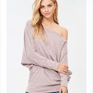 Off-Shoulder Light Mauve Women’s Sweater